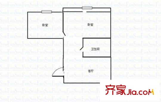 山佑巷房地局宿舍 2室 戶型圖