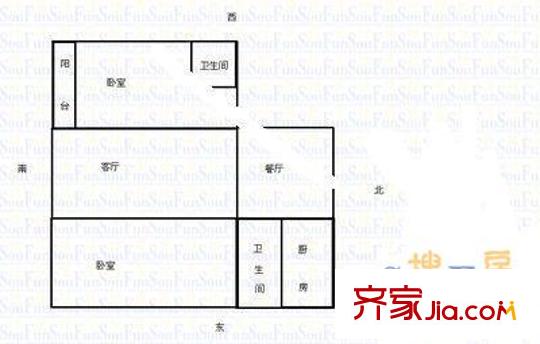 山佑巷房地局宿舍 2室 戶型圖