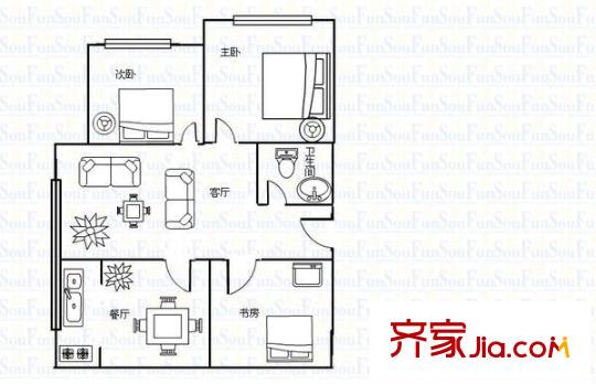 皆利苑 3室 戶型圖