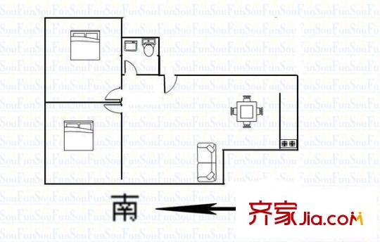 萬廈華府 2室 戶型圖