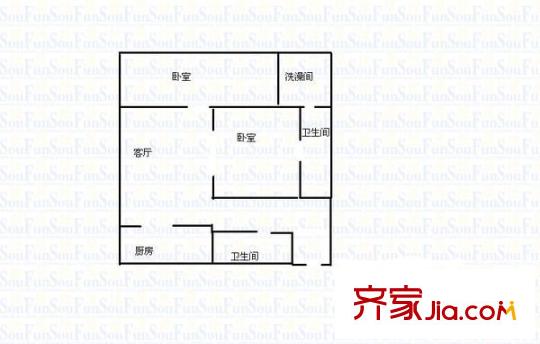 新太原公寓 2室 戶型圖