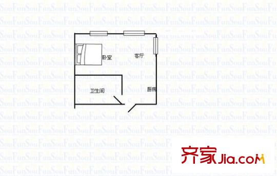 新太原公寓 1室 戶(hù)型圖