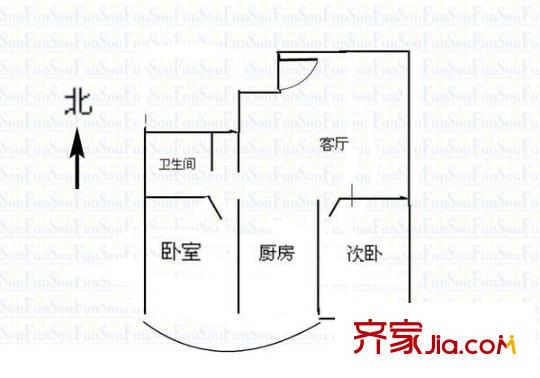 新太原公寓 2室 戶型圖