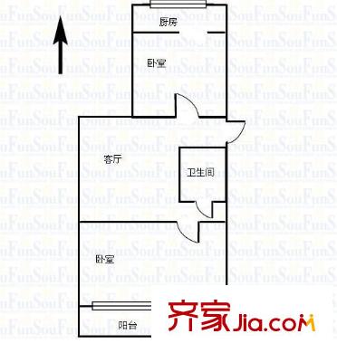 北大街消防隊(duì)宿舍 2室 戶型圖