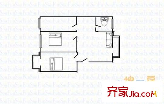 北大街消防隊(duì)宿舍 3室 戶型圖