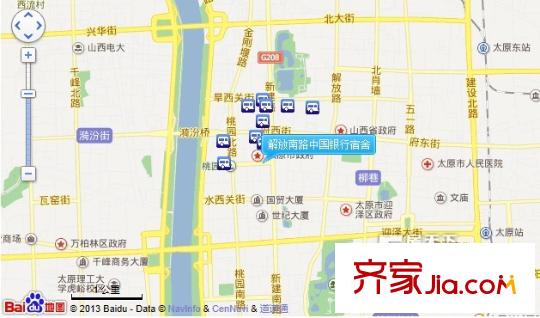 解放南路中國銀行宿舍交通圖太原  