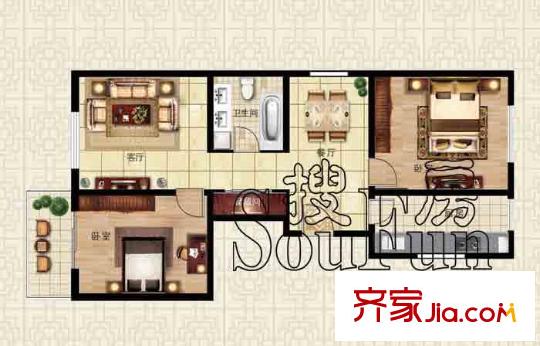 龍海方舟花園戶型圖5#1兩室兩廳一衛(wèi) 2室2廳1衛(wèi)1廚