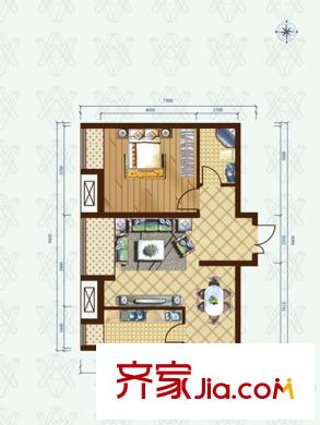 恒實(shí)城市廣場(chǎng)?新城市花園4-4-2戶型 1室2廳1衛(wèi)1廚