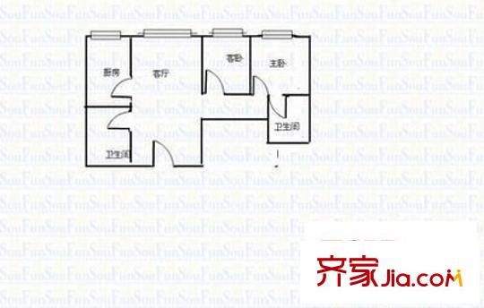 二監(jiān)宿舍 2室 戶(hù)型圖