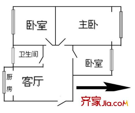 二監(jiān)宿舍 3室 戶(hù)型圖