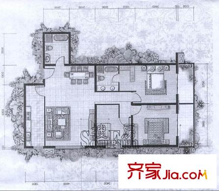 圣湖萬年花城戶型圖戶型3  3室2廳2衛(wèi)1廚