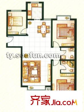 圣湖萬年花城戶型圖A戶型 3室2廳2衛(wèi)