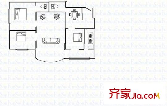 省圖小區(qū) 3室 戶型圖