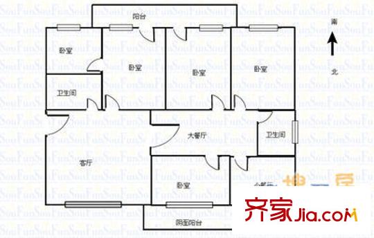 司法廳宿舍 5室 戶型圖