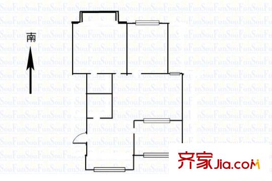 司法廳宿舍 3室 戶型圖