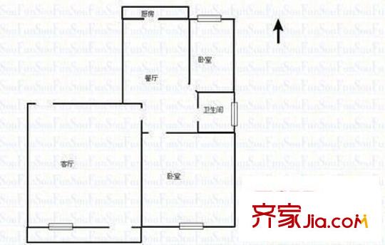 北河灣鐵路小區(qū) 2室 戶型圖