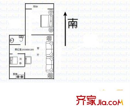 中鐵三局集團濱河小區(qū) 2室 戶型圖