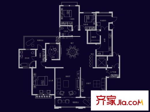 康大山語海1#、2#標(biāo)準(zhǔn)層A-2戶型 4室3廳2衛(wèi)1廚