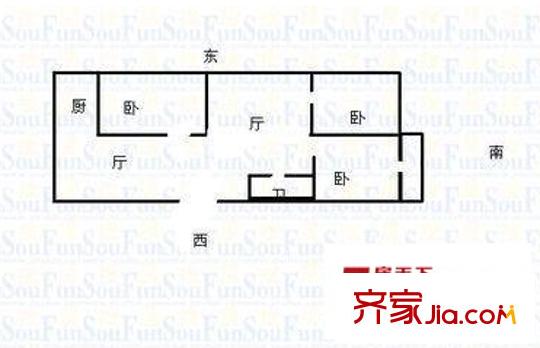 安源里小區(qū) 3室 戶型圖