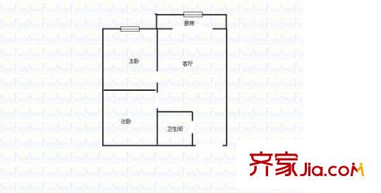 平陽路農(nóng)行宿舍 2室 戶型圖