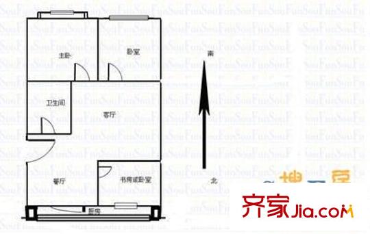 平陽路農(nóng)行宿舍 3室 戶型圖