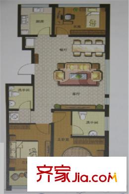 硅谷專家公館北區(qū)2、3#邊戶D戶型 3室2廳2衛(wèi)1廚