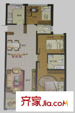 硅谷專家公館南區(qū)2、3#中間戶C戶型 3室2廳2衛(wèi)1廚