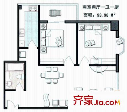 悅心苑高層綜合樓（寶成公寓） 1室 戶型圖