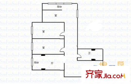 聯(lián)通小區(qū) 3室 戶型圖