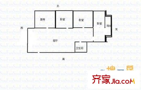 聯(lián)通小區(qū) 3室 戶型圖