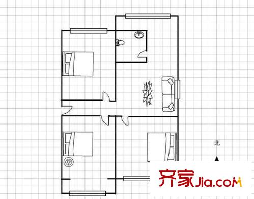 省二院宿舍 3室 戶型圖