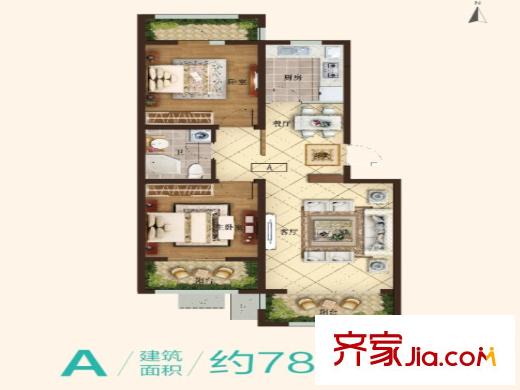 銀盛泰書香泮城15、17#洋房陽光兩居 2室2廳1衛(wèi)1廚