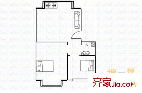 農(nóng)科院宿舍 2室 戶型圖