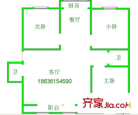 白龍花園 3室 戶型圖