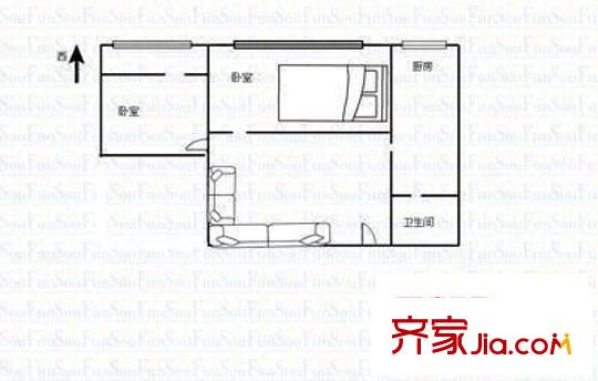 上馬街市公安局宿舍 2室 戶型圖