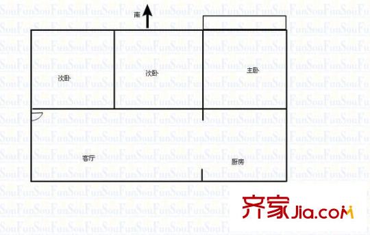 上馬街市公安局宿舍 3室 戶型圖