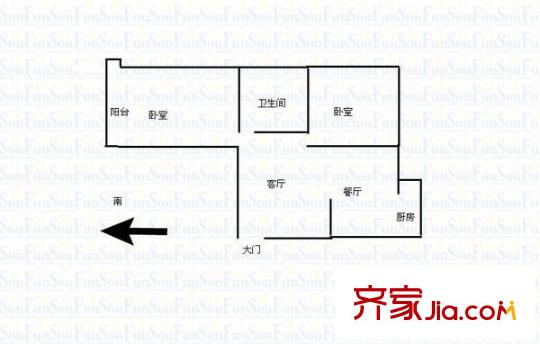上馬街市公安局宿舍 2室 戶型圖