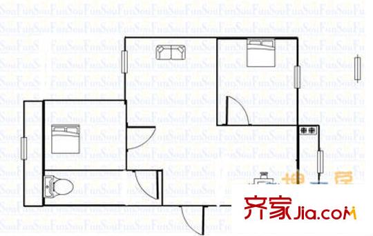 景秀小區(qū) 2室 戶型圖