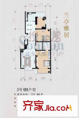 龍灣國際戶型圖3號樓B戶型 3室2廳2衛(wèi)