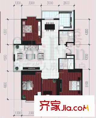 龍灣國際戶型圖3室2廳2衛(wèi)