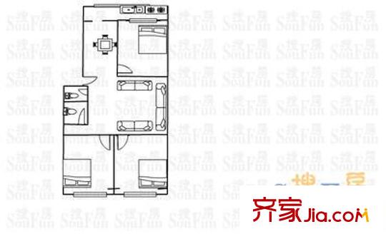 煤氣化大王小區(qū) 3室 戶型圖