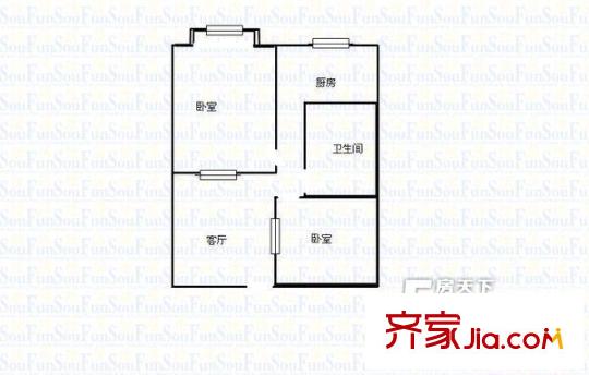 建南聯(lián)運(yùn)宿舍戶型圖太原 聯(lián)運(yùn)宿舍（建南） 戶型圖 2室