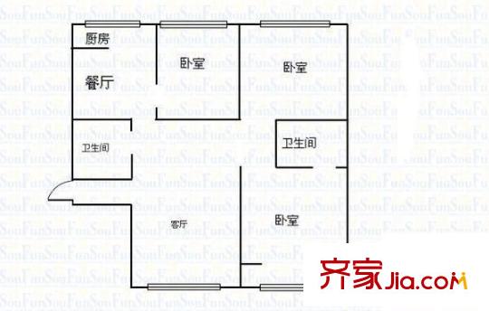 晉瑞苑3室 戶型圖