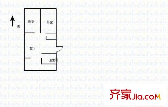 電子研究院宿舍 2室 戶型圖