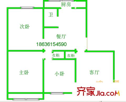 山西日?qǐng)?bào)宿舍 3室 戶型圖