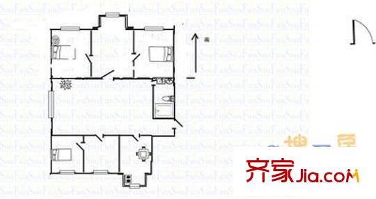 山西日?qǐng)?bào)宿舍 3室 戶型圖