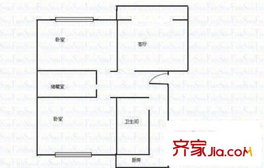 山西日報宿舍 2室 戶型圖