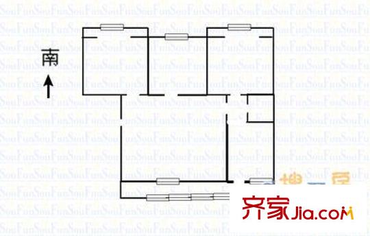 毛條廠宿舍 3室 戶型圖