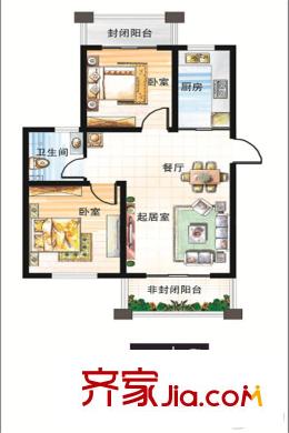 山水新城二期81#91#96#C戶型 2室2廳1衛(wèi)1廚