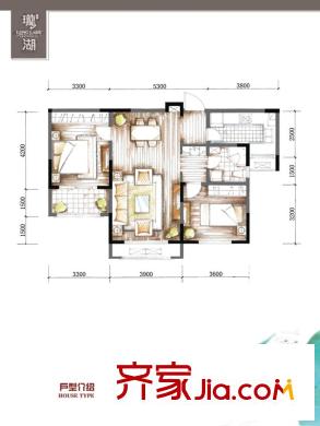 德馨平方米湖C4-C10#2E戶型 2室2廳1衛(wèi)1廚
